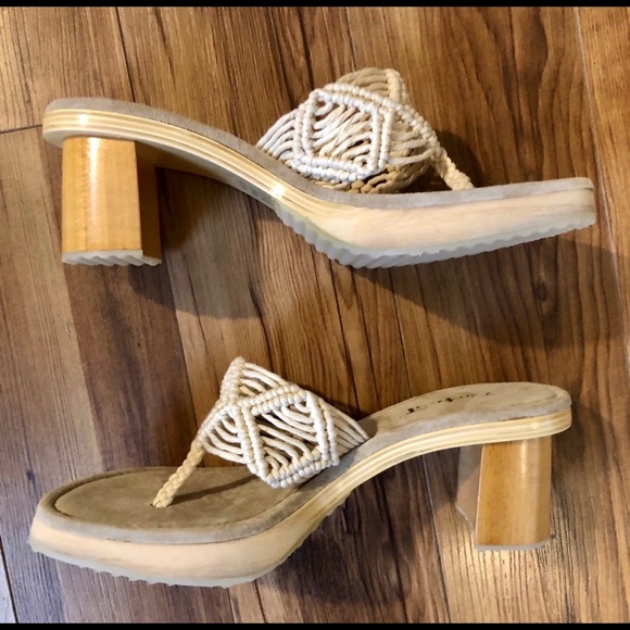 CL On Your Feet Shoes - 5 star Macrame Block Heel Sandals Chinese Laundry